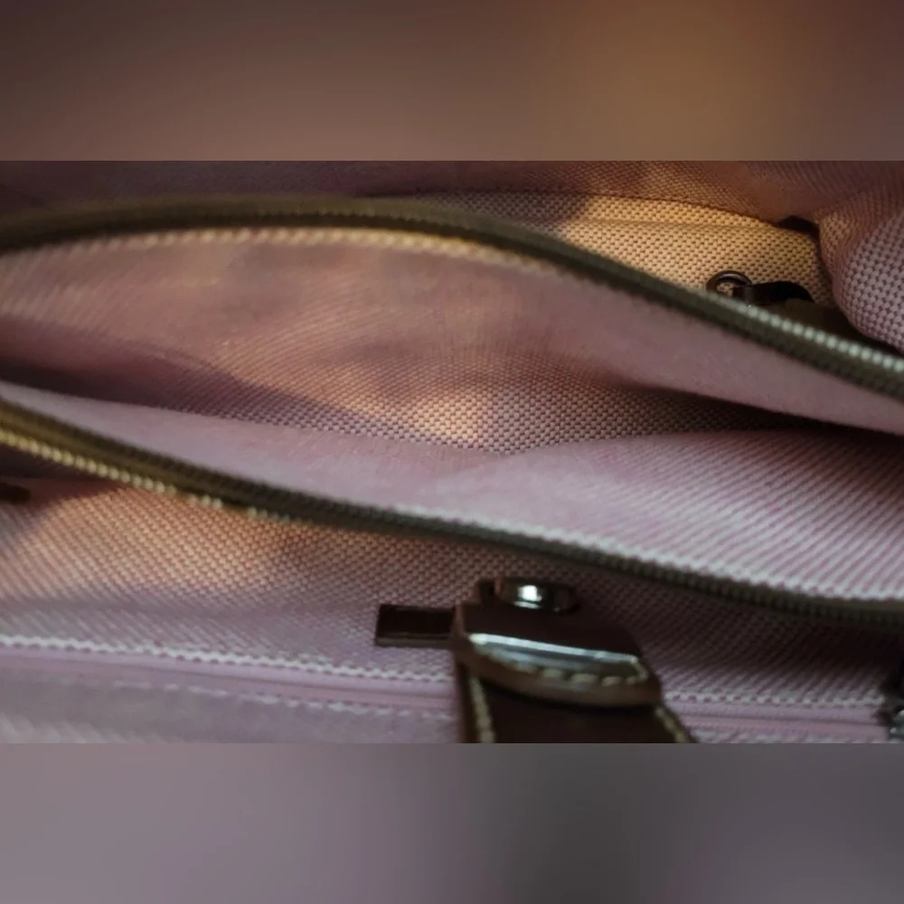 Dooney & Bourke Signature Canvas Satchel Brown Tan Leather Trim J8961605